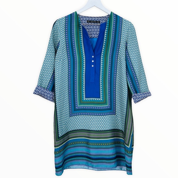 Zara Dresses & Skirts - Zara Blue & Purple Stripe Satin Pocket Dress Size Medium‎